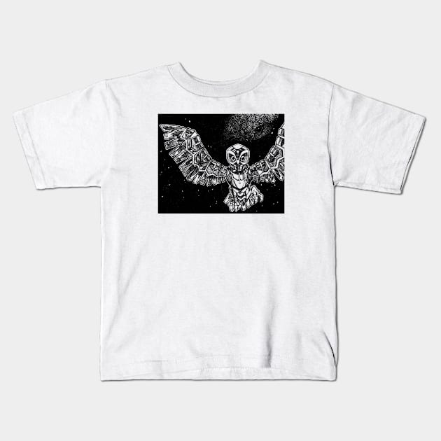 Owl Sketch Kids T-Shirt by danielsingzon